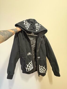 Black Spiderweb Hooded Jacket - Lurking Class